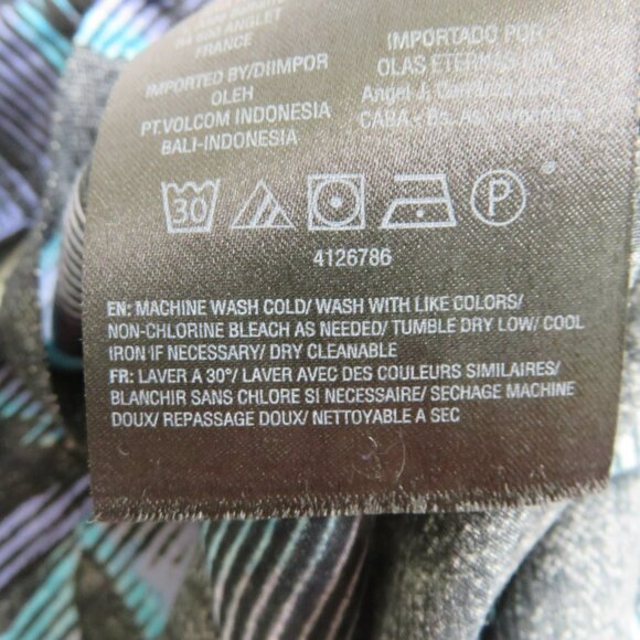 Volcom Hawaiian Shirt Youth 14 XL Black Blue Purple Floral Skate Surf SS - Picture 10 of 11